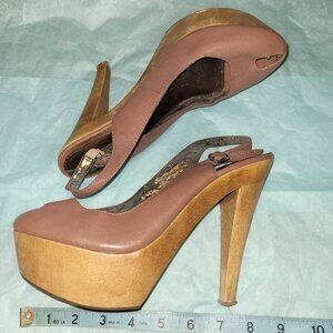 Vintage Y2K Steve Madden Mauve Peep Toe Leather heels